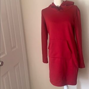 Red cotton hoodie dress